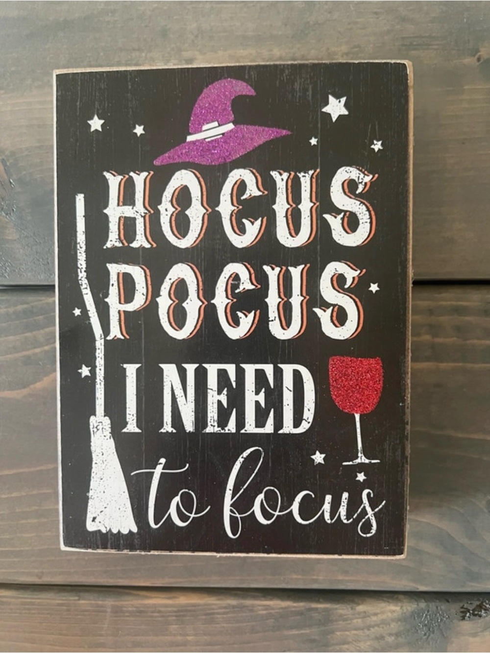 Hocus Pocus I Need to Focus Decorative Halloween Wall Accent - Black